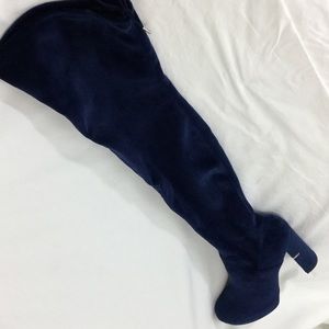 Call It Spring over the knee faux blue suede boots